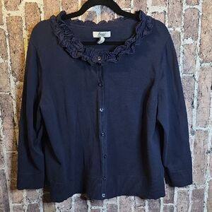 Womens Navy Blue Button Down Cardigan XL